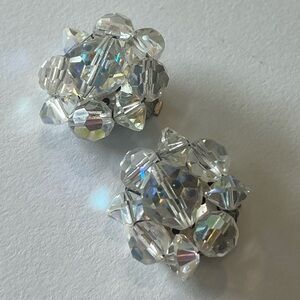 Elegant Crystal Cluster Earrings CLIP ON